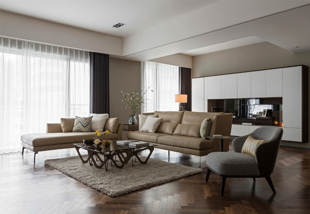 parquet contemporary living room